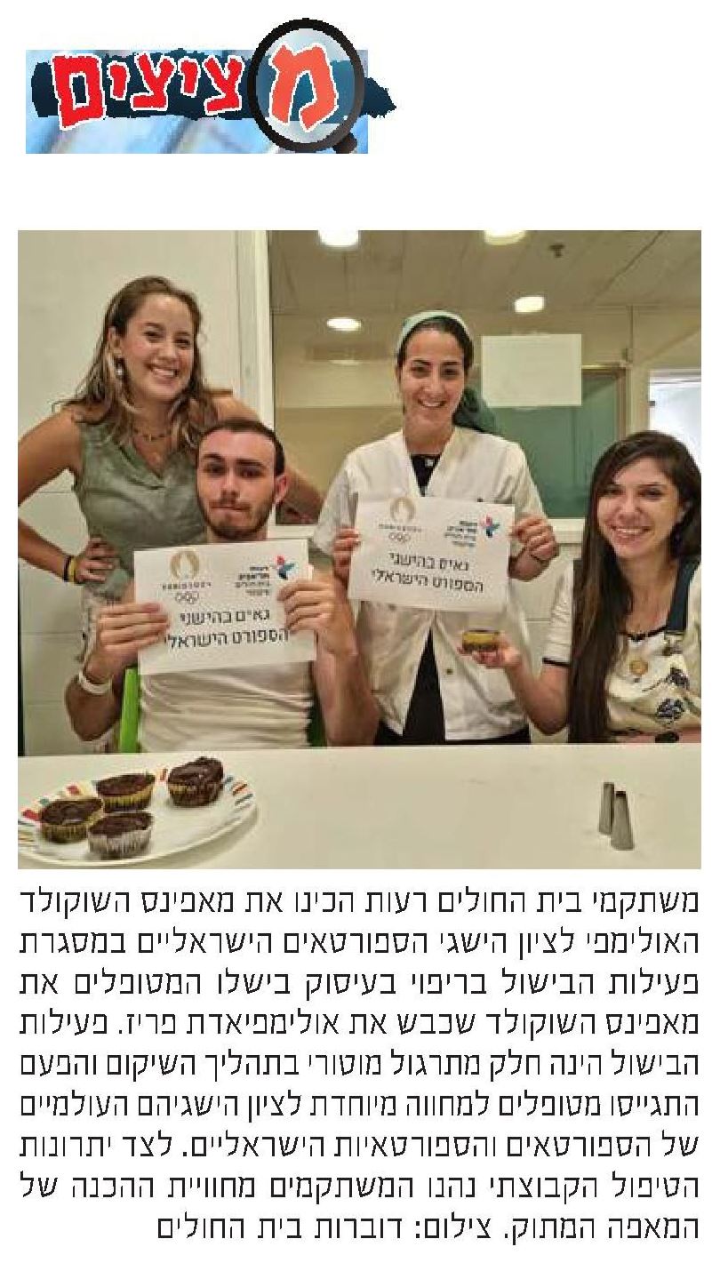 כיתוב תמונה במדור מציצים בעיתון השבוע בנתניה: “משתקמי רעות תל-אביב הכינו את מאפינס השוקולד האולמיפי”